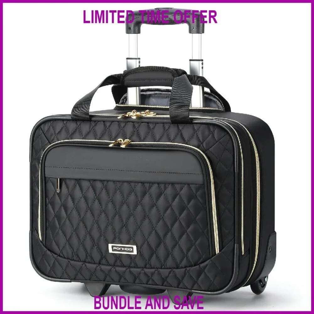 15.6 Inch Rolling Laptop Briefcase with Wheels, Flight Approved Carry On